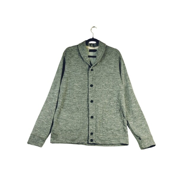 VTG Cardigan Size XL Long Sleeve Button Shawl Collar Pockets Grey Soft Cozy - Picture 2 of 11